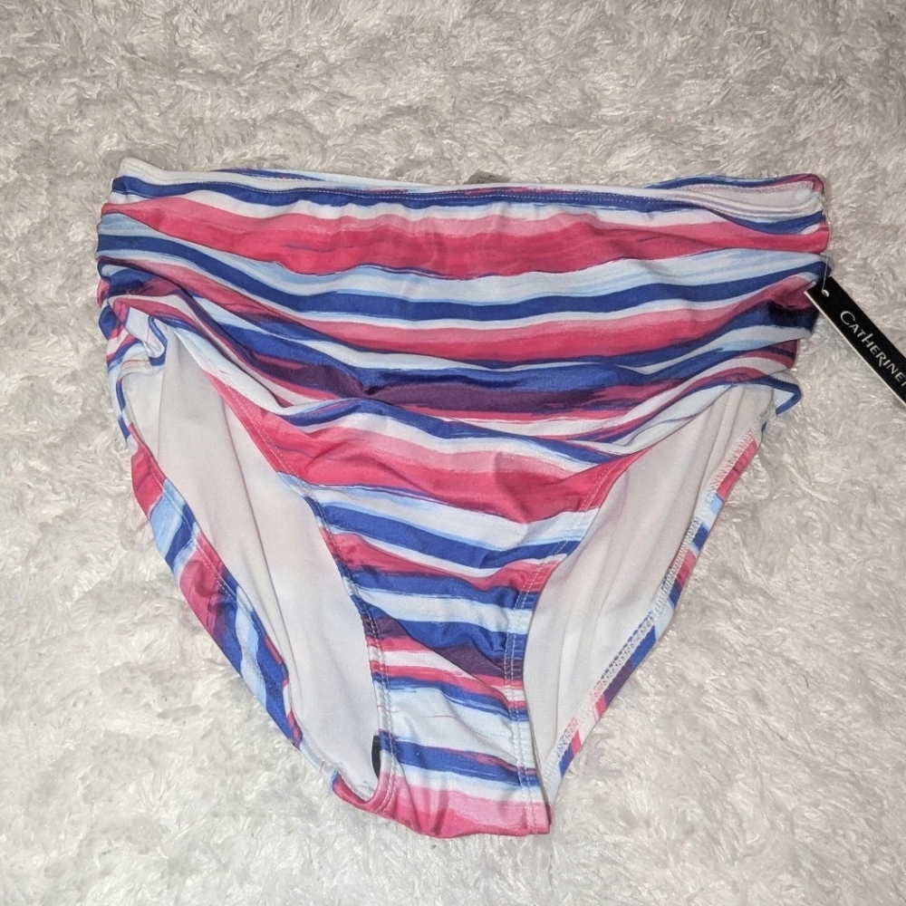 Nwot Catherine Malandrino Striped Bikini Bottom Sz L